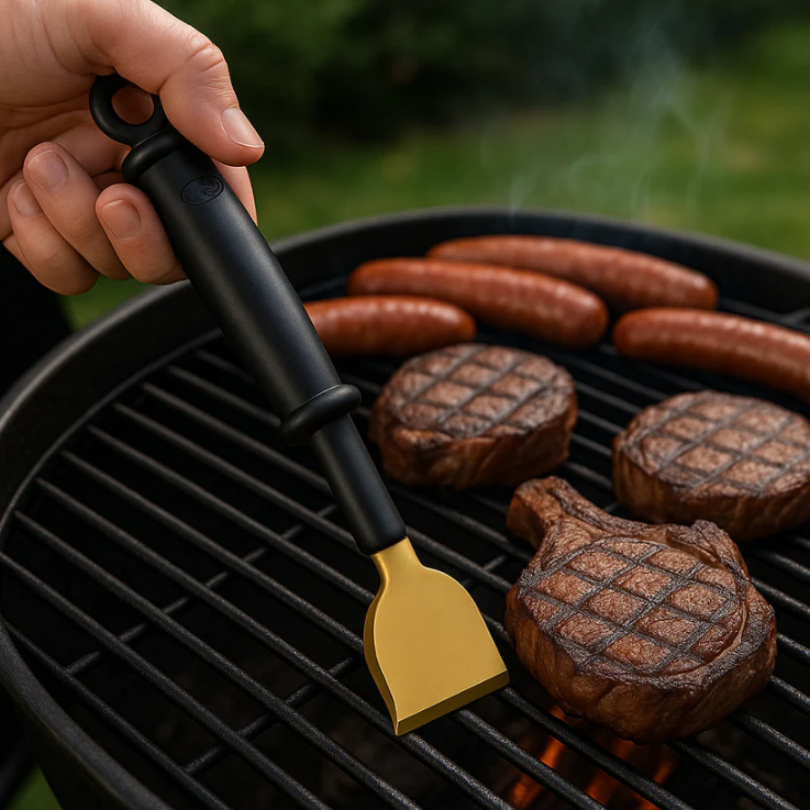 Grillreiniger mit Messingklinge – Handlicher Schaber für Grillroste